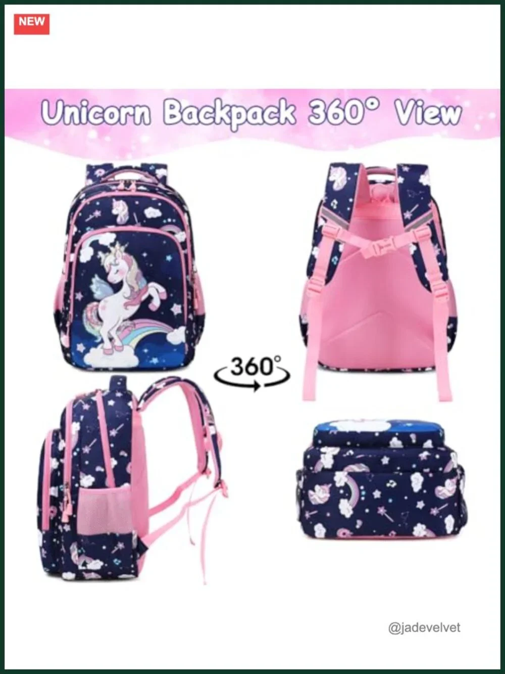 Girls Backpack Set with Lunch Bag & Pencil Case Water Resistant